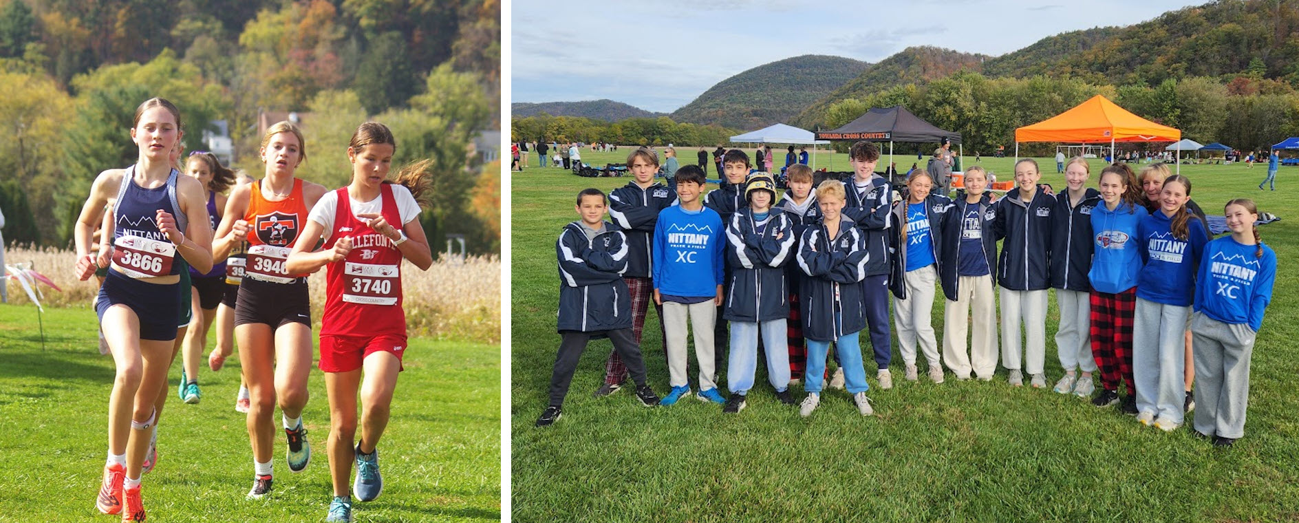 runners on course / middle school
group